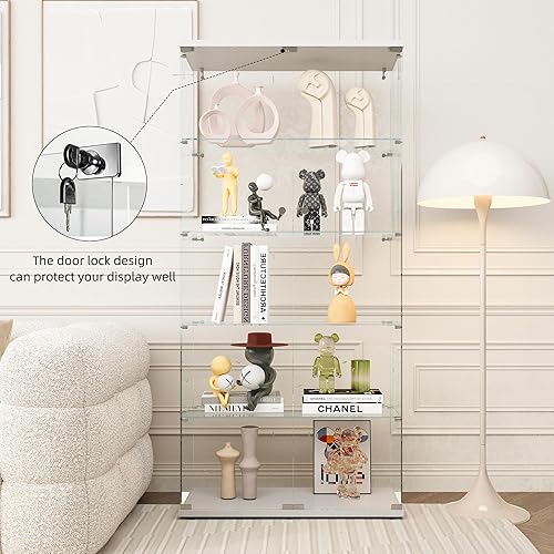 Miniatura 57 de Curio - Vitrina de cristal para coleccionables, con 4 estantes de exhibición, 64.2 pies de alto x 16.9 pulgadas de largo x 14.6 pulgadas de ancho,