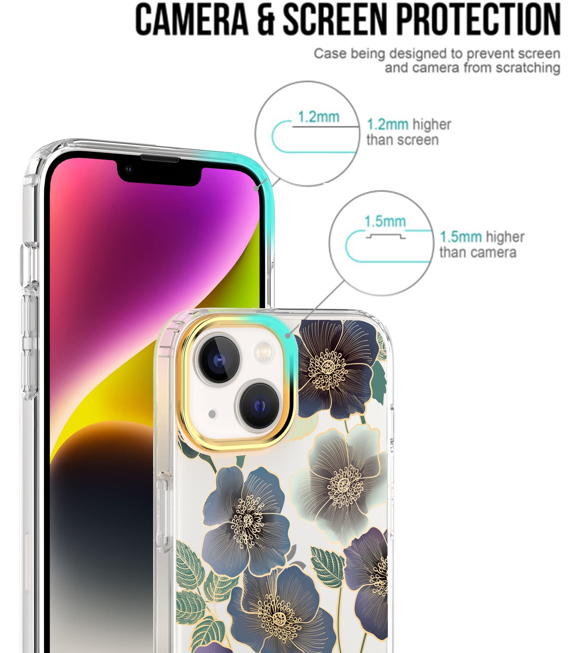 BAISRKE Compatible With IPhone 14 Case, Cute Clear Floral - View #9