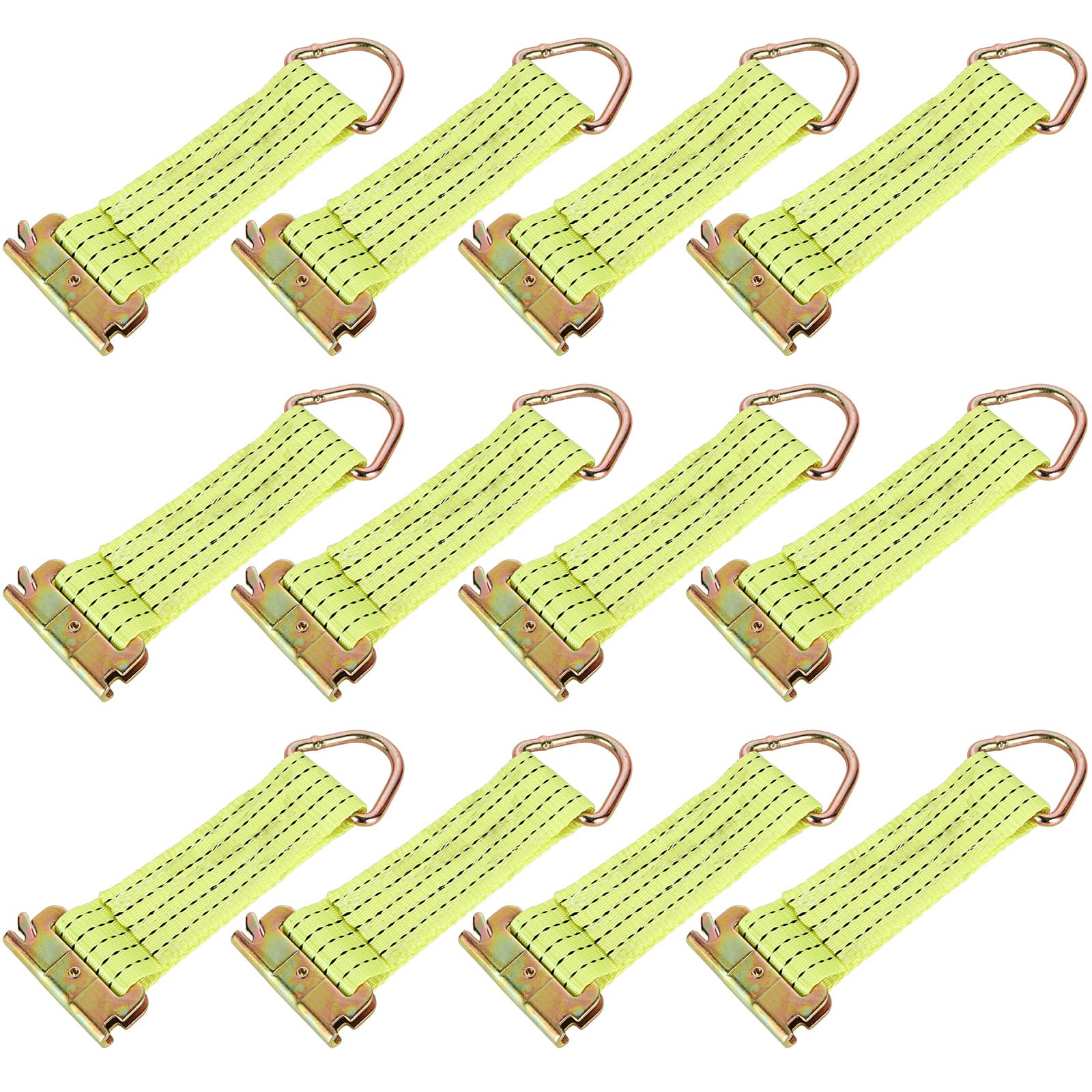 Confezione da 12 cinghie di fissaggio con anello a D, accessori per rimorchi chiusi, camion, magazzini, pickup, furgoni (5,1 x 15,2 cm) gialli