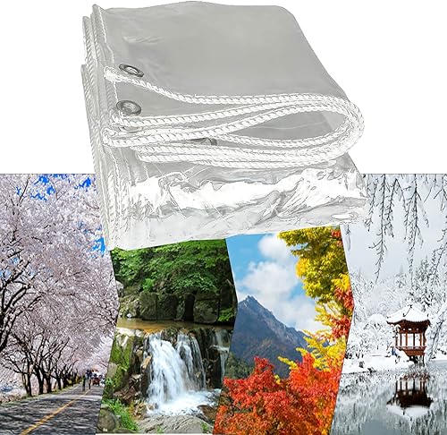 Miniatura 6 de SCNSYL Lona industrial transparente con ojales de 230 x 180 pies lona transparente de plástico impermeable gruesa cubierta de lámina de techo de PVC
