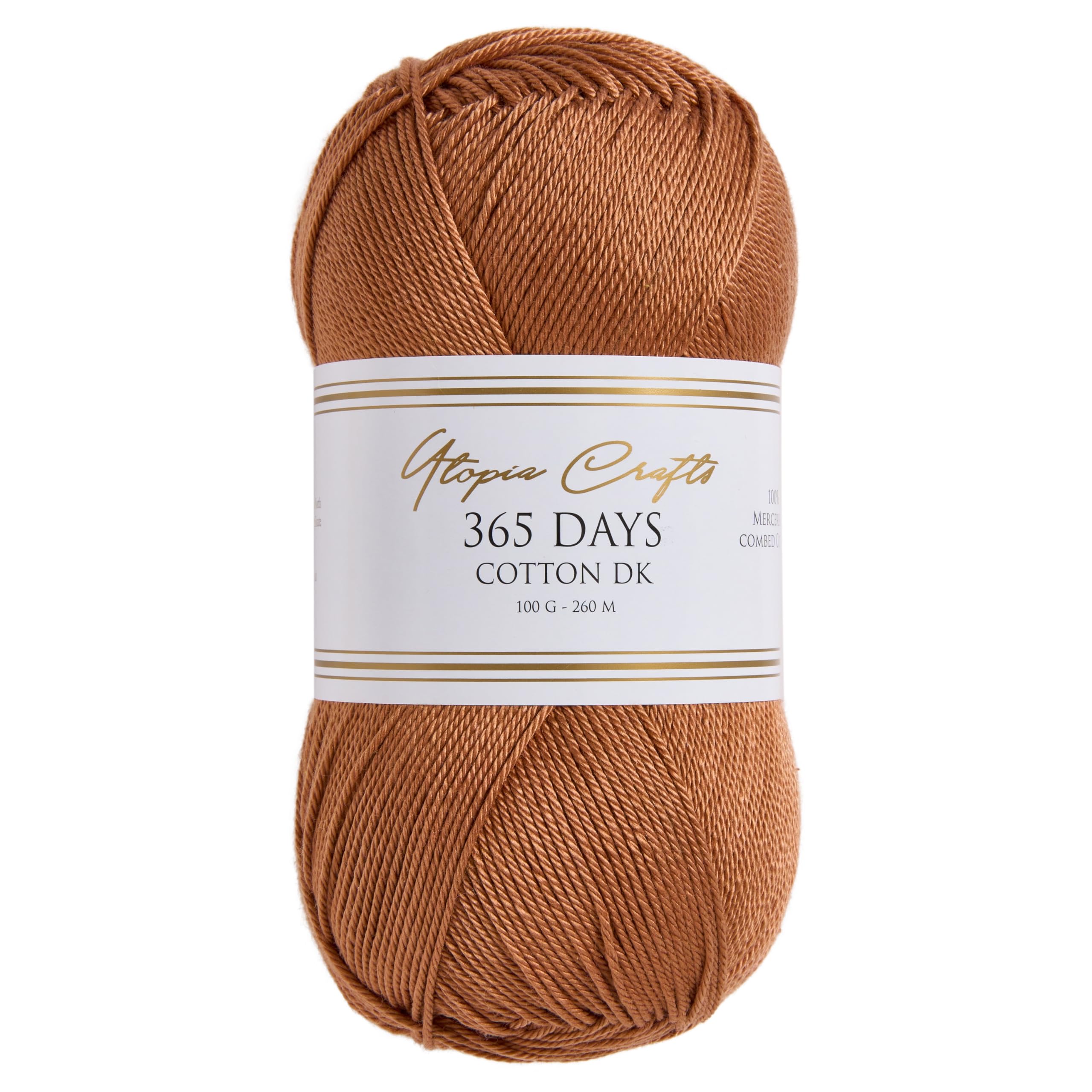 Utopia Crafts 365 Days Mercerised Combed Cotton DK Yarn for Knitting & Crochet 100g (Toffee Brown) — image 1