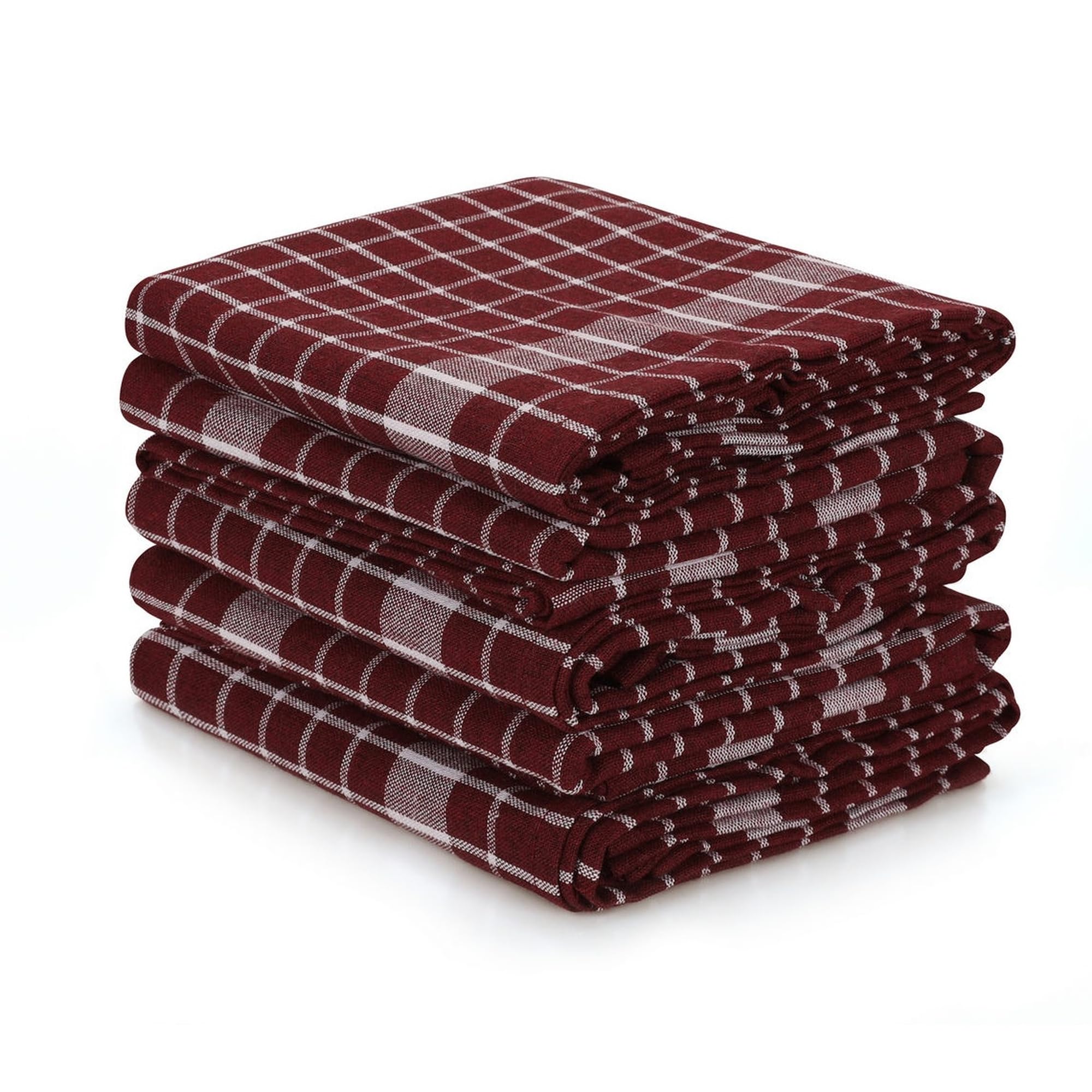 WELL HOME MOBILIARIO & DECORACIÓN Tea Towel Set (10 Pieces) Maroon and White, 45x67