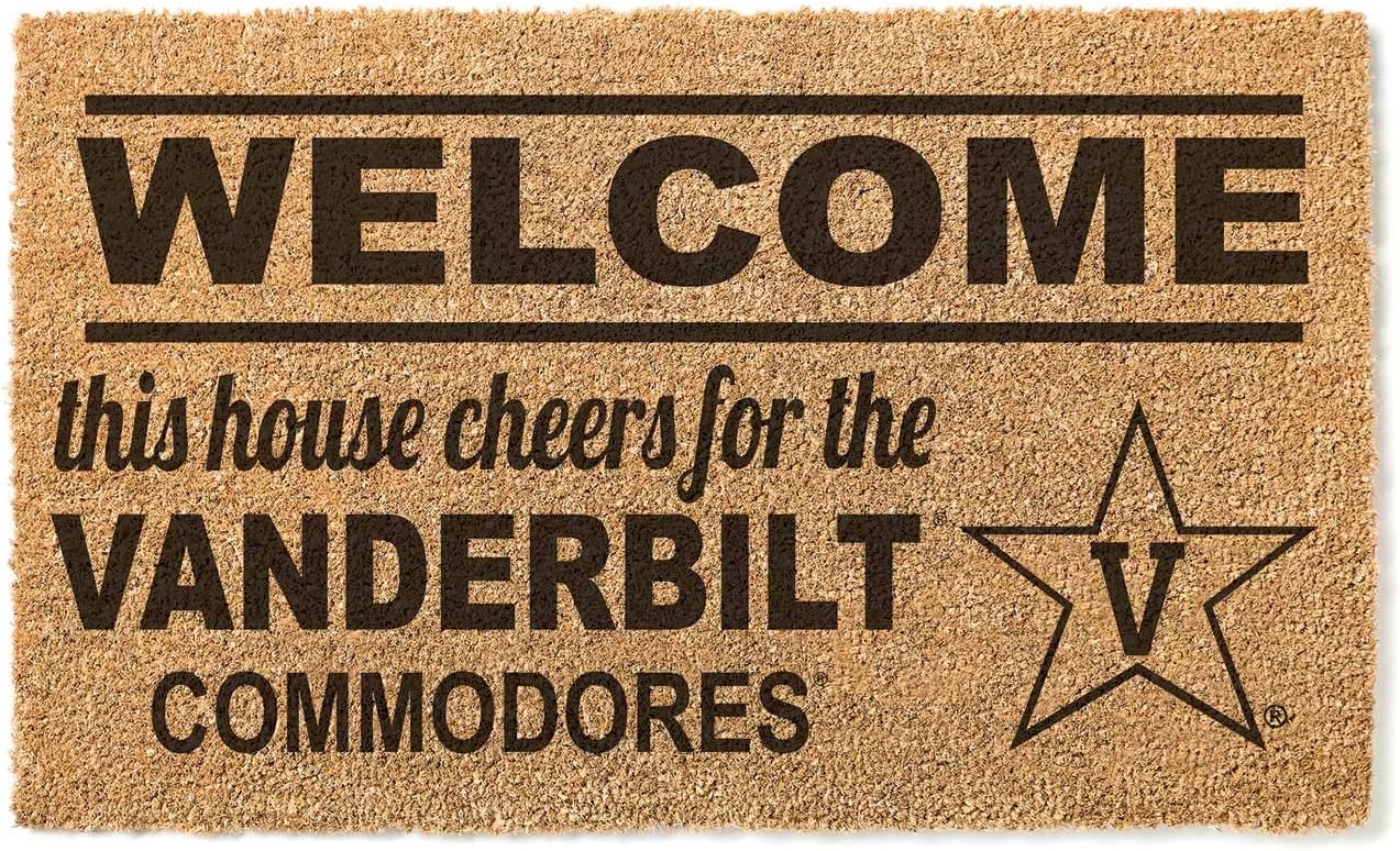 KH Sports Fan Vanderbilt Commodores Welcome Coir Doormat, 18x30 Inches, Commodores Outdoor Rug; Display Your Team Spirit with This Unique Vanderbilt Commodores Doormat
