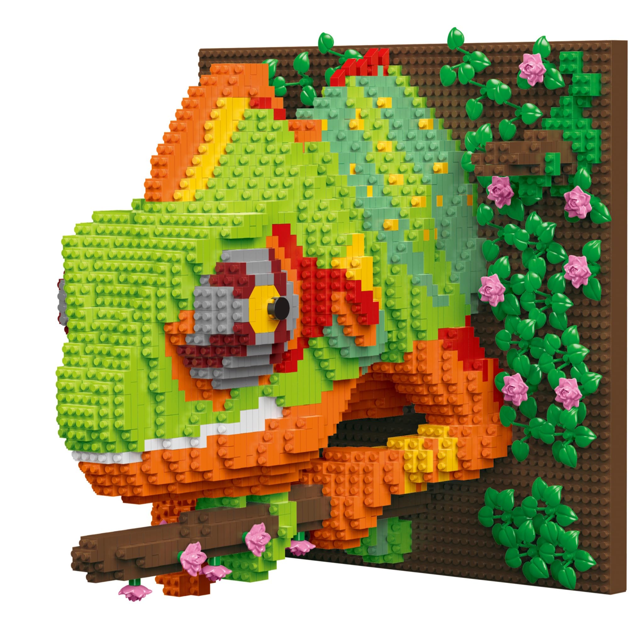 alltogetho Chameleon 3D Wall Art Building Kit - 2800+ Pcs Micro Mini Blocks Lizard Framed Sculpture, Mindful DIY Mosaic Painting Desk Decor, Unique Nature Gift for Adults Men Women