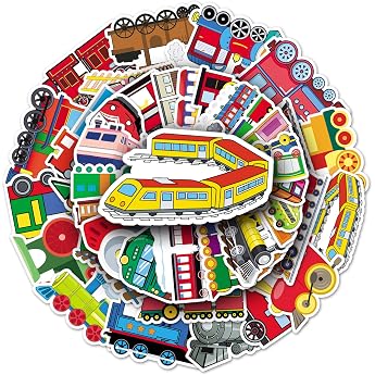 Bric Dodo Pack of 50 Trains Stickers Car Laptop Phone Guitar Skateboard Motorcycle Bicycle Trains Stickers Set Vinyl Waterproof Aesthetic Stickers for Teenagers Children Adults