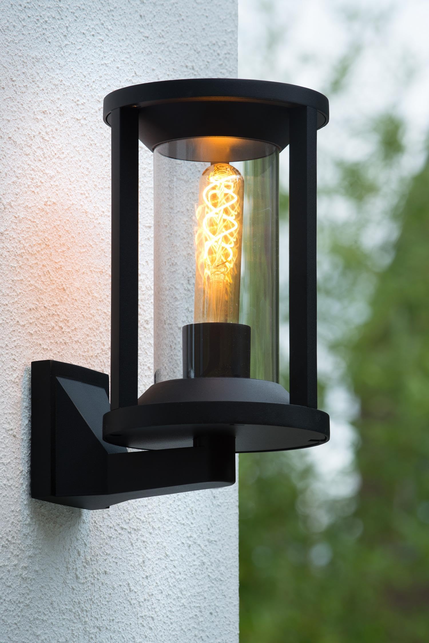 LUCIDE CADIX - Wandleuchte Innen/Außen - 1xE27 - IP65 - Schwarz