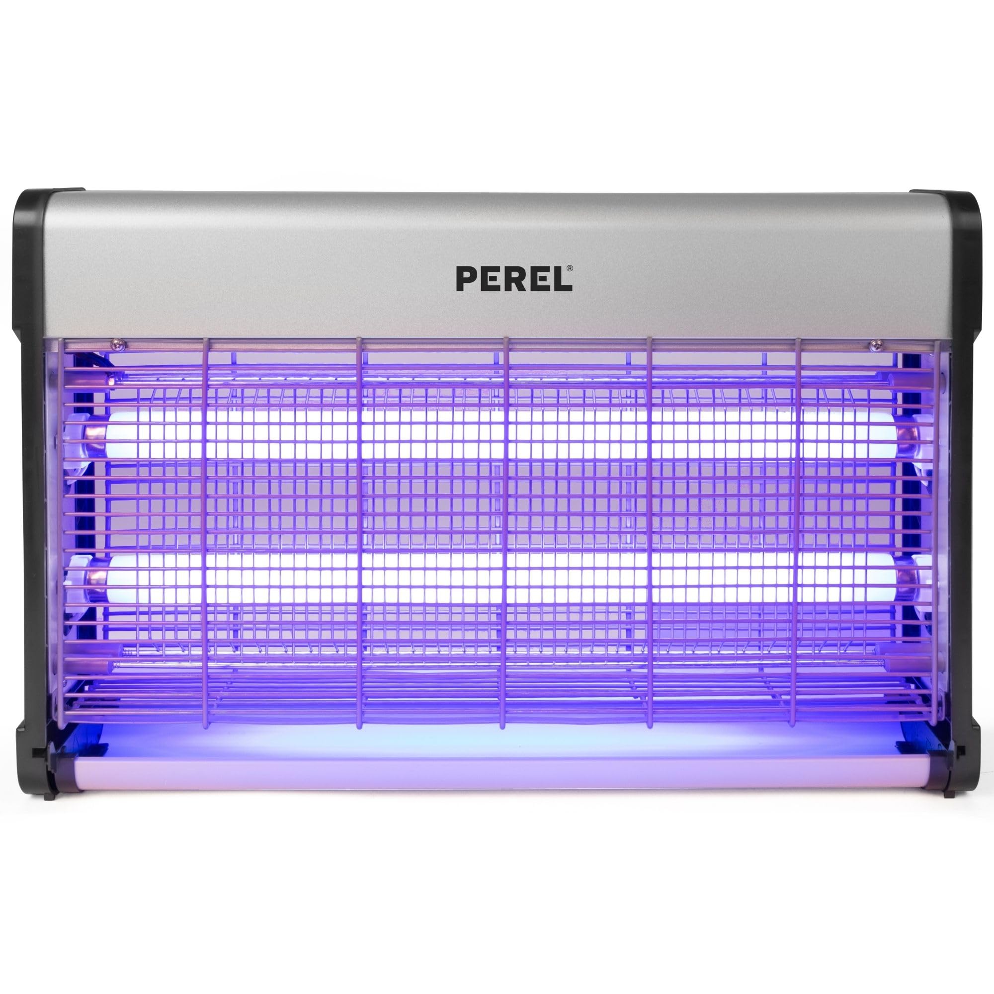 Perel Tueur d' Insectes UV électrique intérieur, Grille 2800V, Appareil Silencieux avec bac métallique Amovible, Couverture 100 m², Solution sans Produits Chimiques