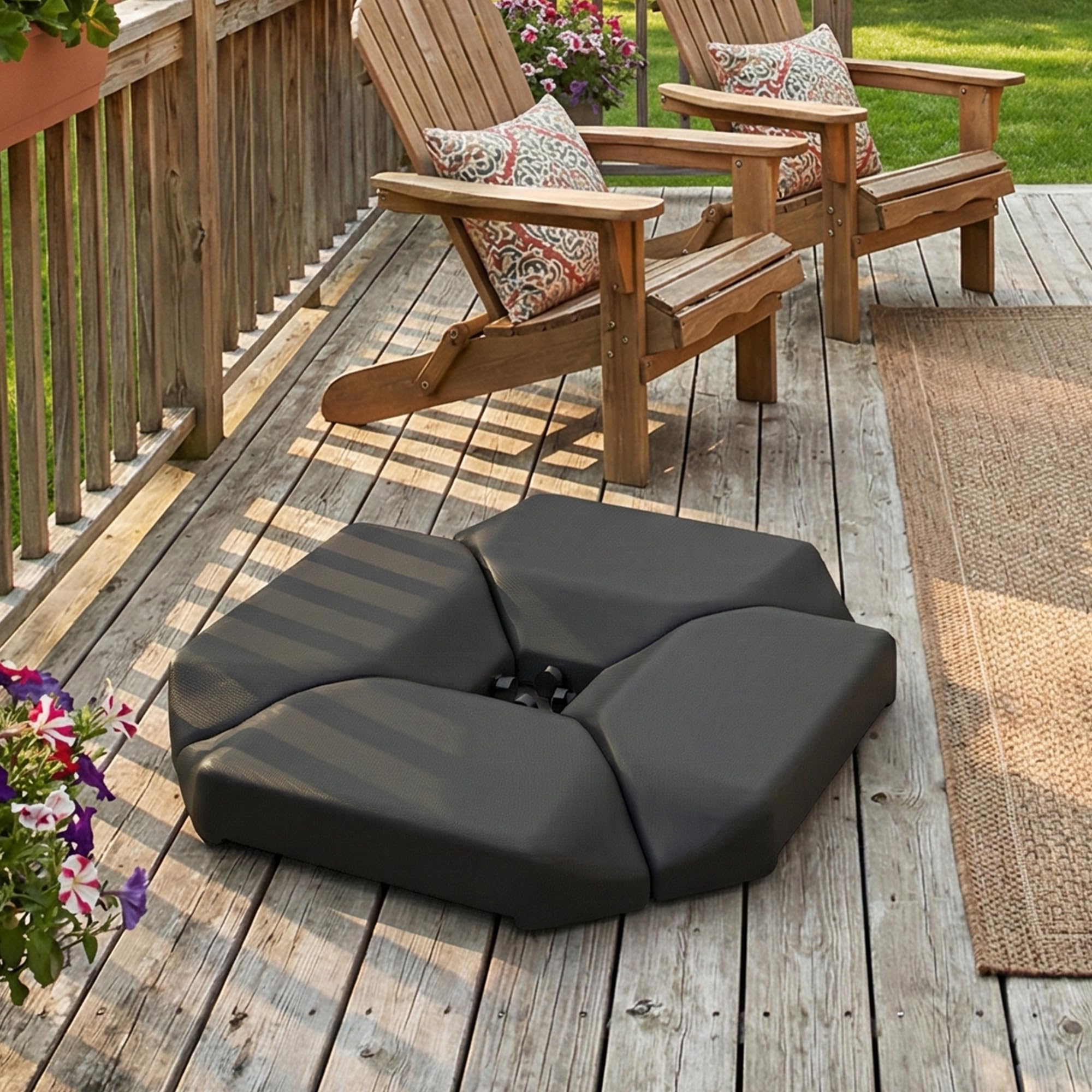 Outsunny Base para Sombrilla de 4 Piezas para Cantilever Doble Cara Negro | Soporte para Parasol, HDPE Rellenable con Agua 77 kg o Arena 100 kg, Peso para Sombrilla, Jardín, Patio