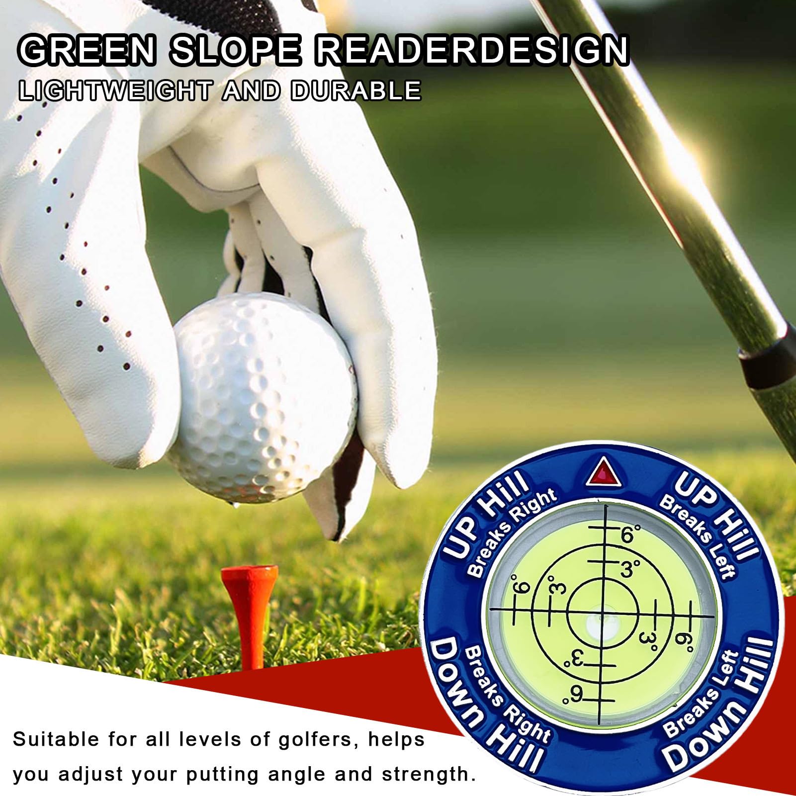 Genérico 2X Golf Putt Green Reader, Horizontal Bubble Level Tool, Golf Putting Alignment Aid, Portable Training Accessory for Reading Green Slopes, Ideal forAll Skill Levels
