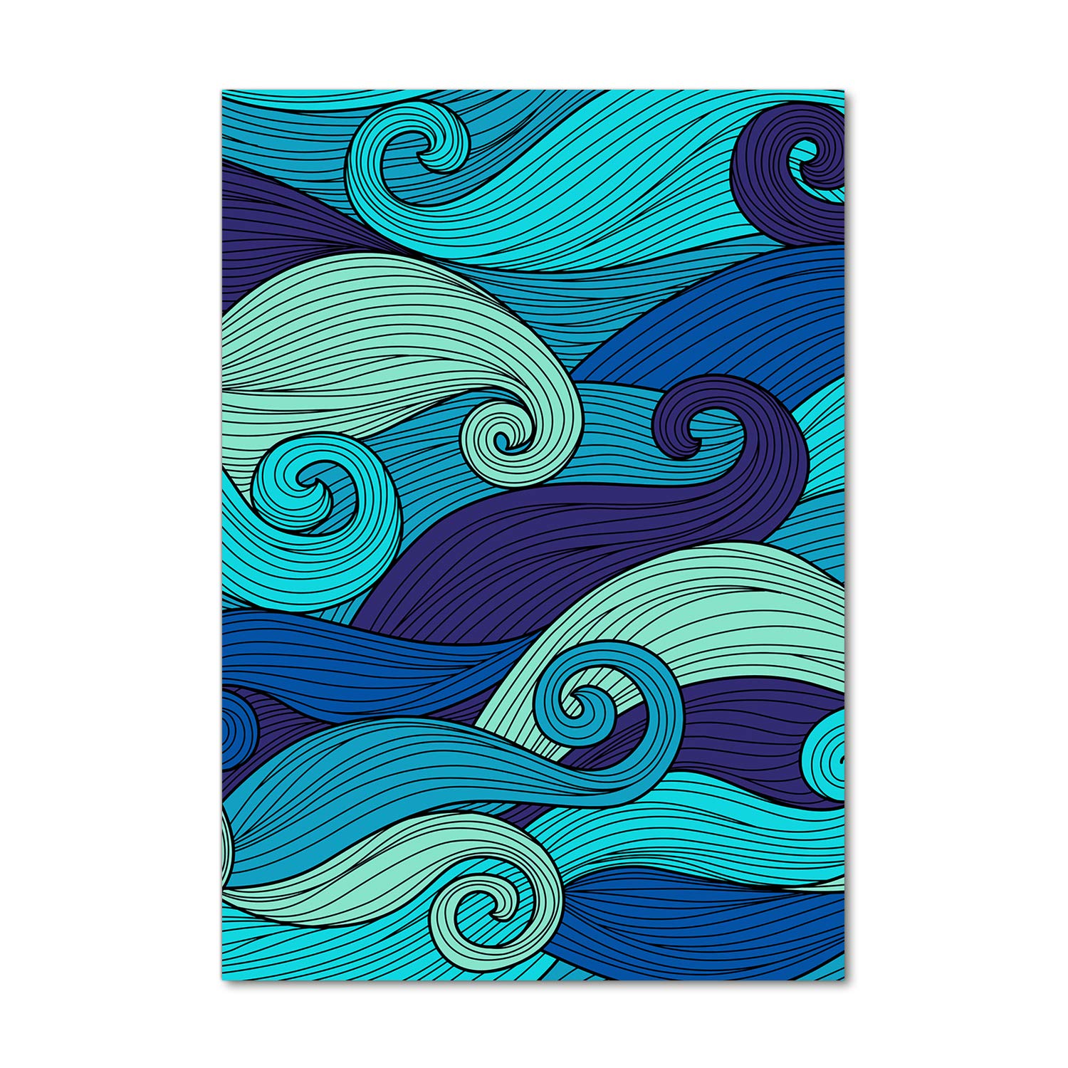 Impression sur verre acrylique 70x100 cm vagues abstraites bleues