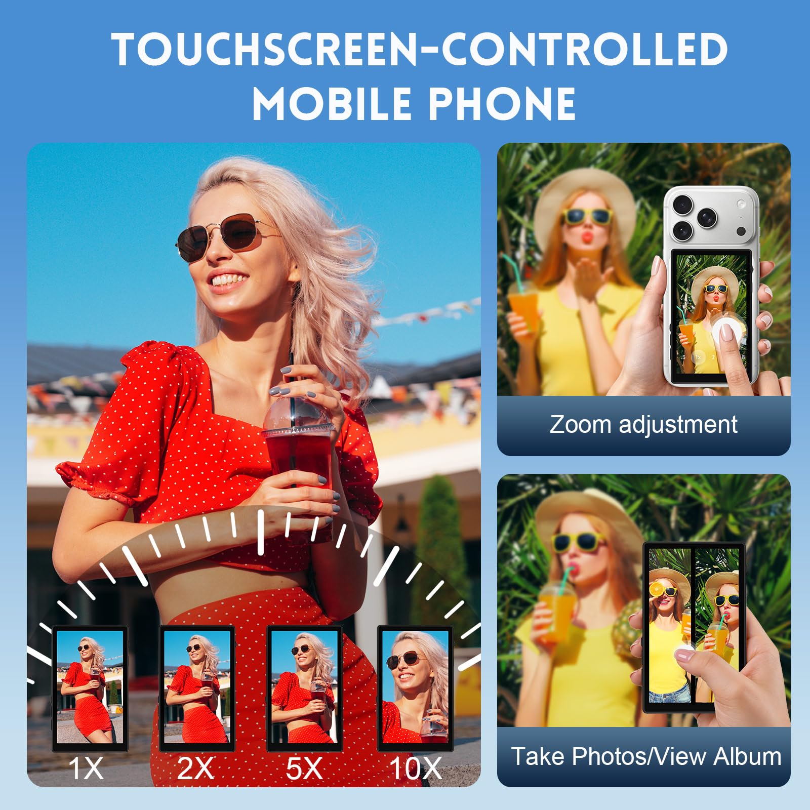 Schermo per selfie per iPhone e Android, con touchscreen, monitor magnetico per selfie Vlog, altoparlante integrato, mirroring in tempo reale, per selfie iPhone, YouTube, Vlog, Live Streaming