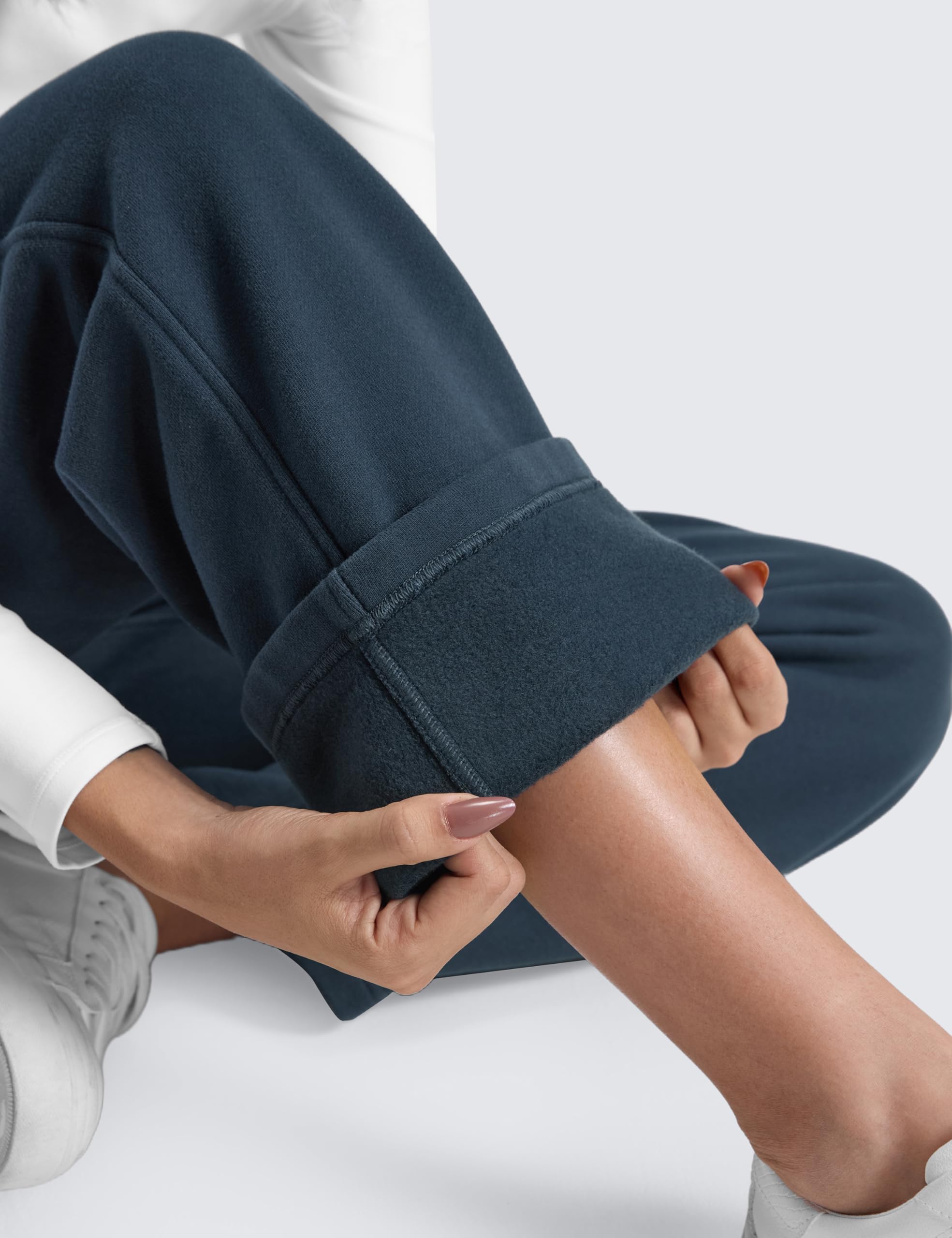 CRZ YOGA Damen Jogginghose Gefütterte Baumwolle Hohe Taille Joggers Soft Freizeithose Winter Lounge Hosen mit Taschen - 71/76/81cm