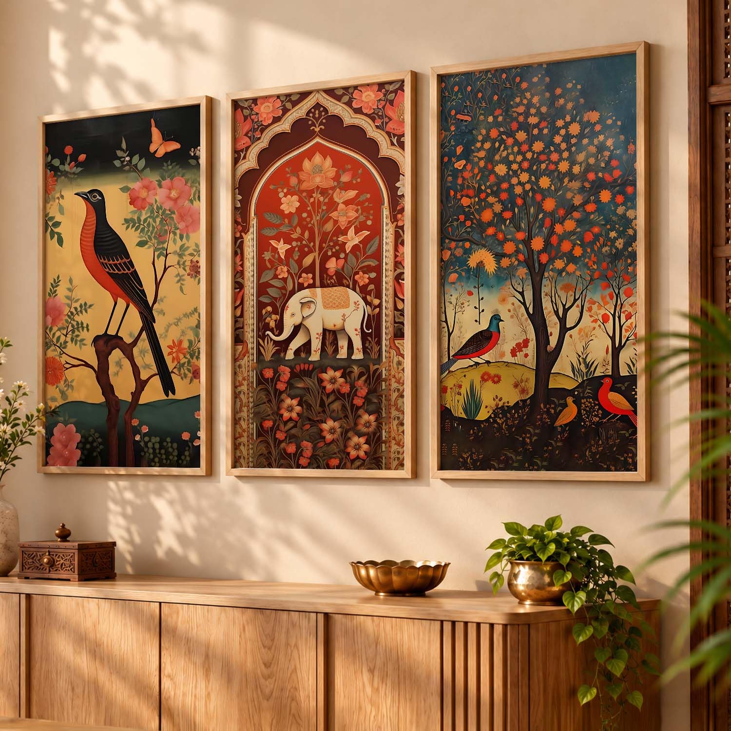 Madhubani Wall Art Set - Indian Home Decor -9 Madhubani Wall Art Set - Indian Home Decor -9