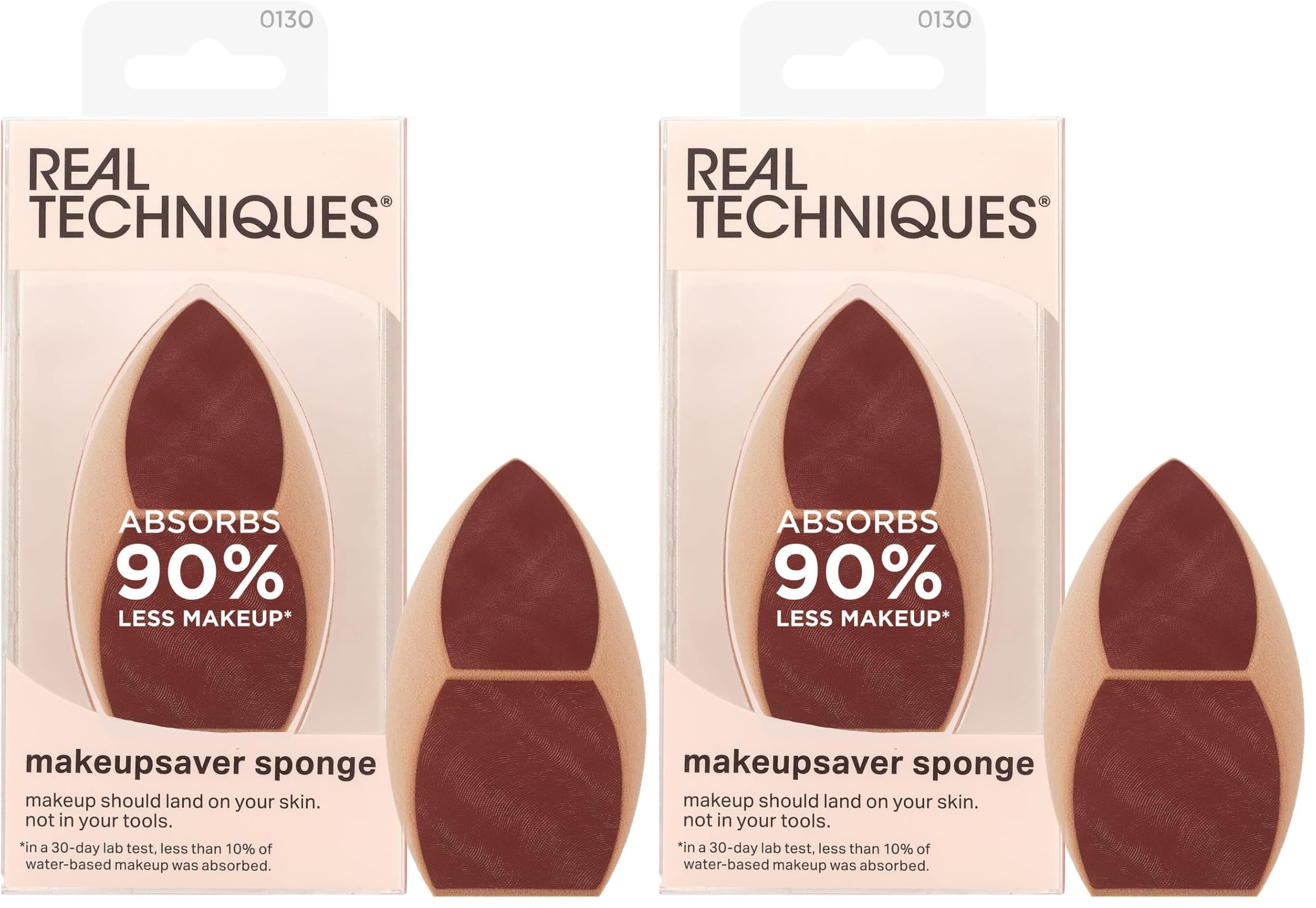 Real Techniques Makeupsaver Sponge, Makeup Blender Sponge For Liquid & Cream Formulations, Natural Finish & Reduces Makeup Waste, Targeted Application, Cruelty & Latex-Free, 1 Count (Pack of 2)