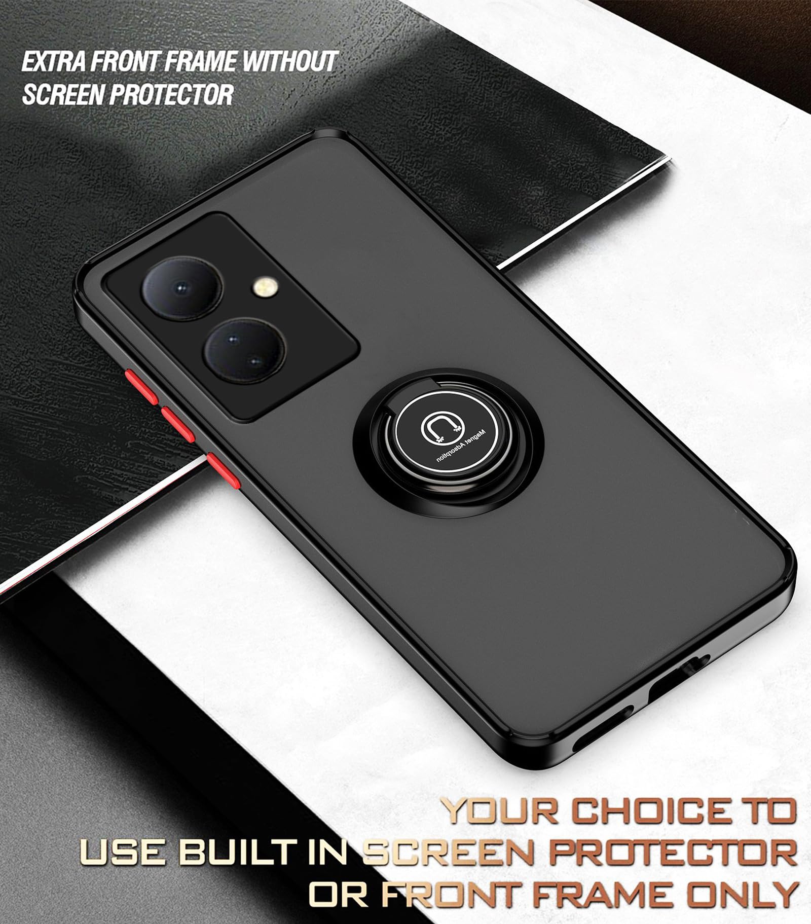 Cover Comaku Per VIVO V29 Lite 5G – Con Supporto Magnetico Ad Anello 360° E Protezione Anti Caduta (Blu Reale) - 3