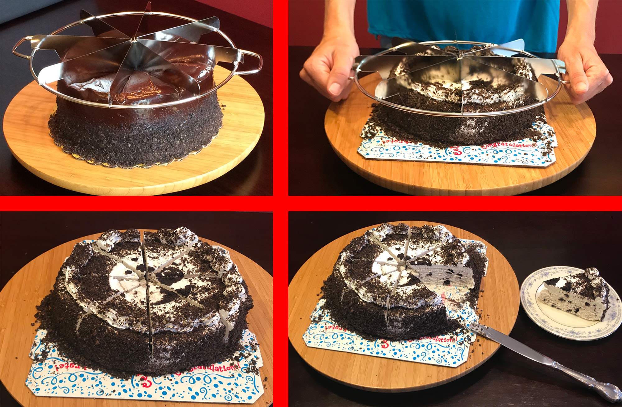 Hushee - 5 Marcadores De Pastel Y Pastel De Aleación De Aluminio Y Divisor  De Porciones, Cortador, image size:2000x1309