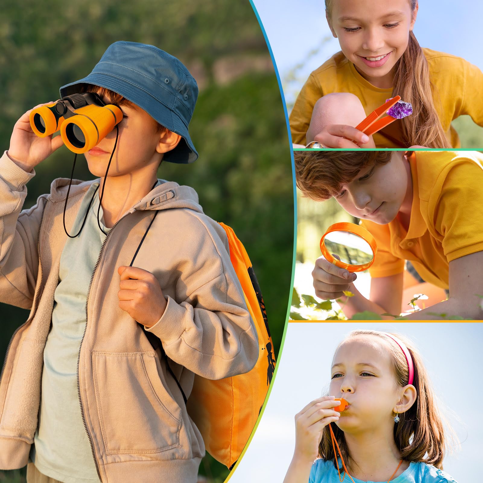 YOPINSAND Set da esplorazione per Bambini, binocolo per Bambini, Kit da Esploratore con Zaino, Giocattolo da Esterno, Ragazze e Ragazzi