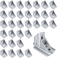 Vista 9 de Juego de 20 conectores de perfil de extrusión de aluminio de la serie 2020, 20 soportes de esquina, con 40 tuercas en T y tornillo hexagonal M5×8