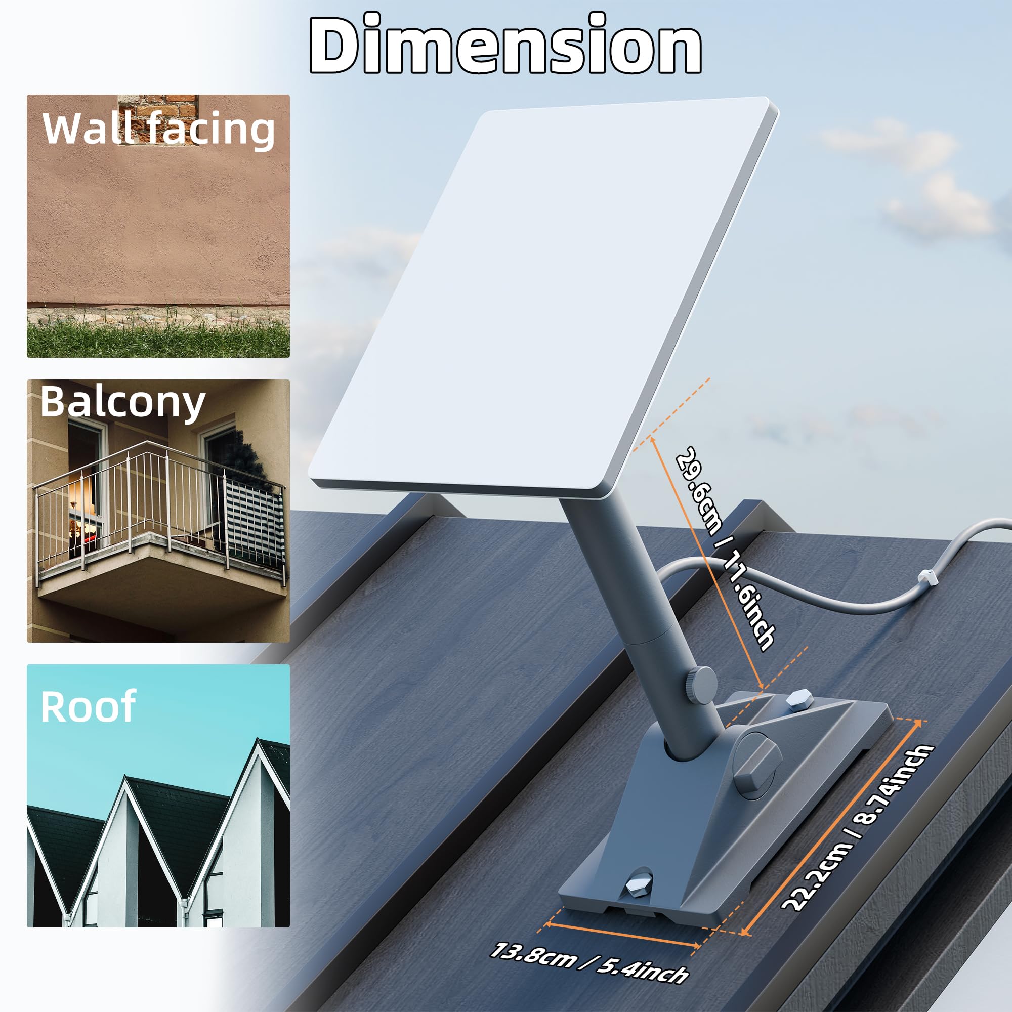 Joinfworld Starlink Mini Supporto,Supporto Antenna Starlink | Supporto Starlink Mini per Balcone, Supporto Starlink Mini per Tetto, Angolo di Inclinazione Regolabile di 90°