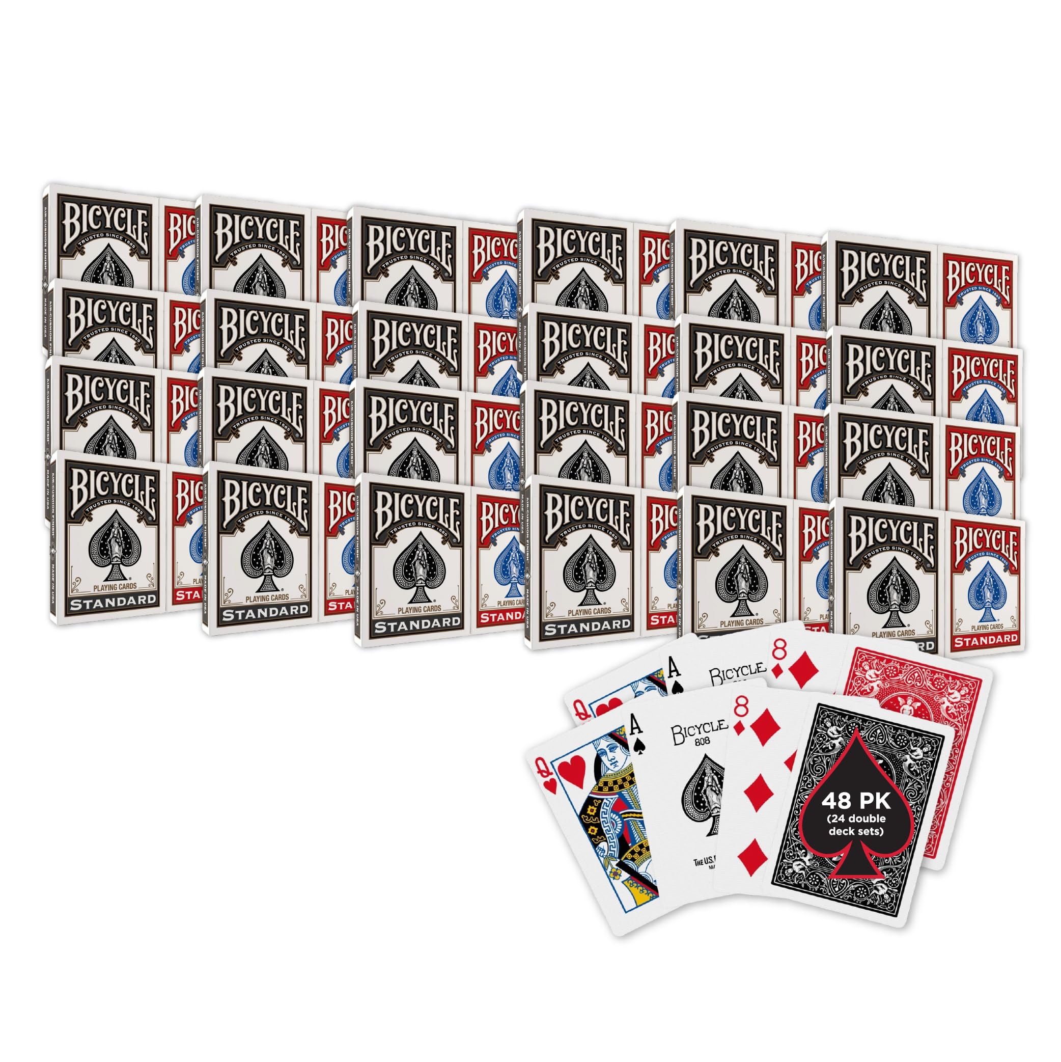 Bicycle 48pk Red & Black Rider Back Playing Cards, Standard Index, Decks of Cards, Premium Poker Cards for Blackjack, Casino Games & Family Game Night, 2 Count (Pack of 1) — image 1