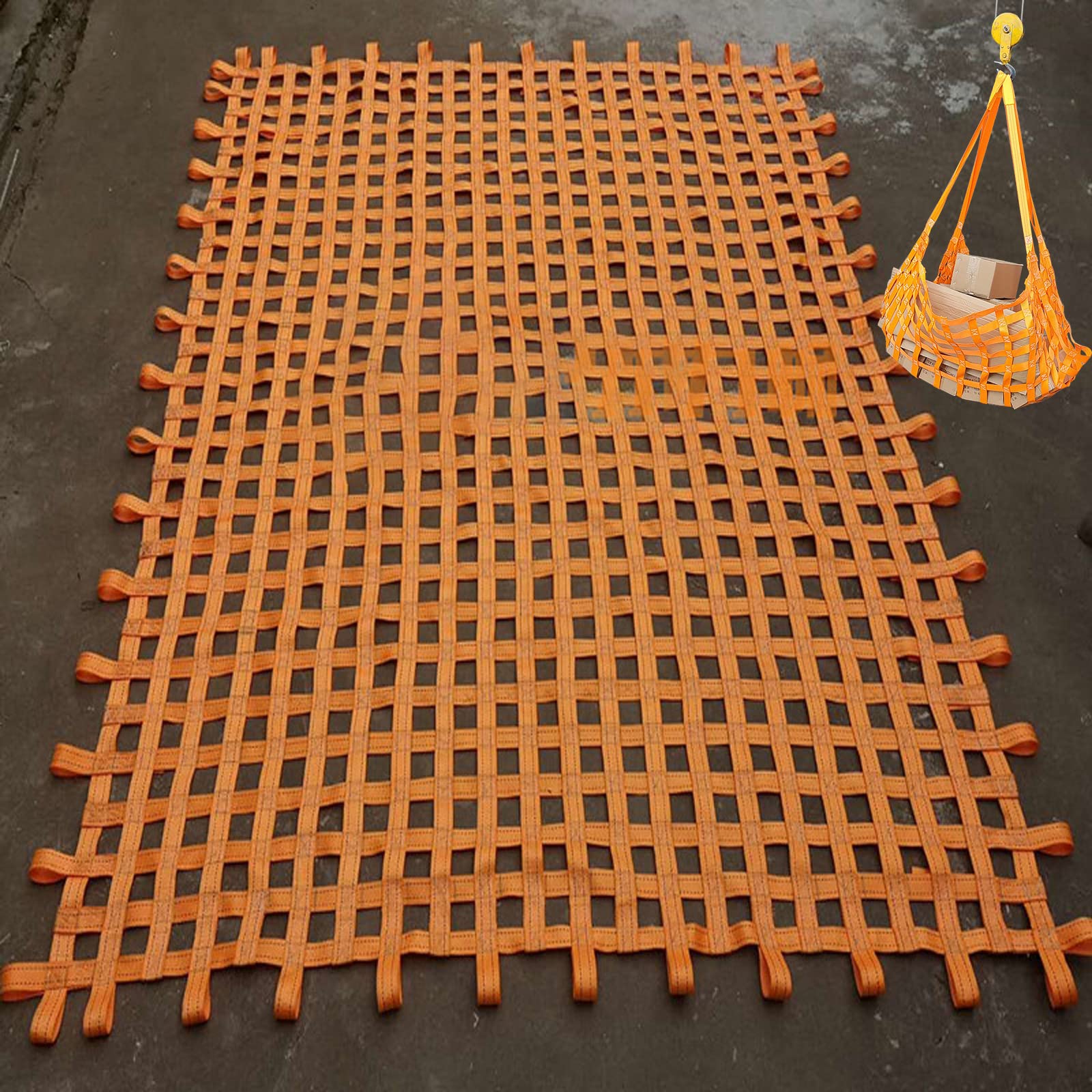 Hangendes Hebenetz Ladung Hängendes Netz,Frachtnetz Material Handhabung Sriemen,Sicherheitsfracht Hängendes Netz,Hangendes Hebenetz Maschenweite 15cm(Size:1.5 * 1.5m/500kg)