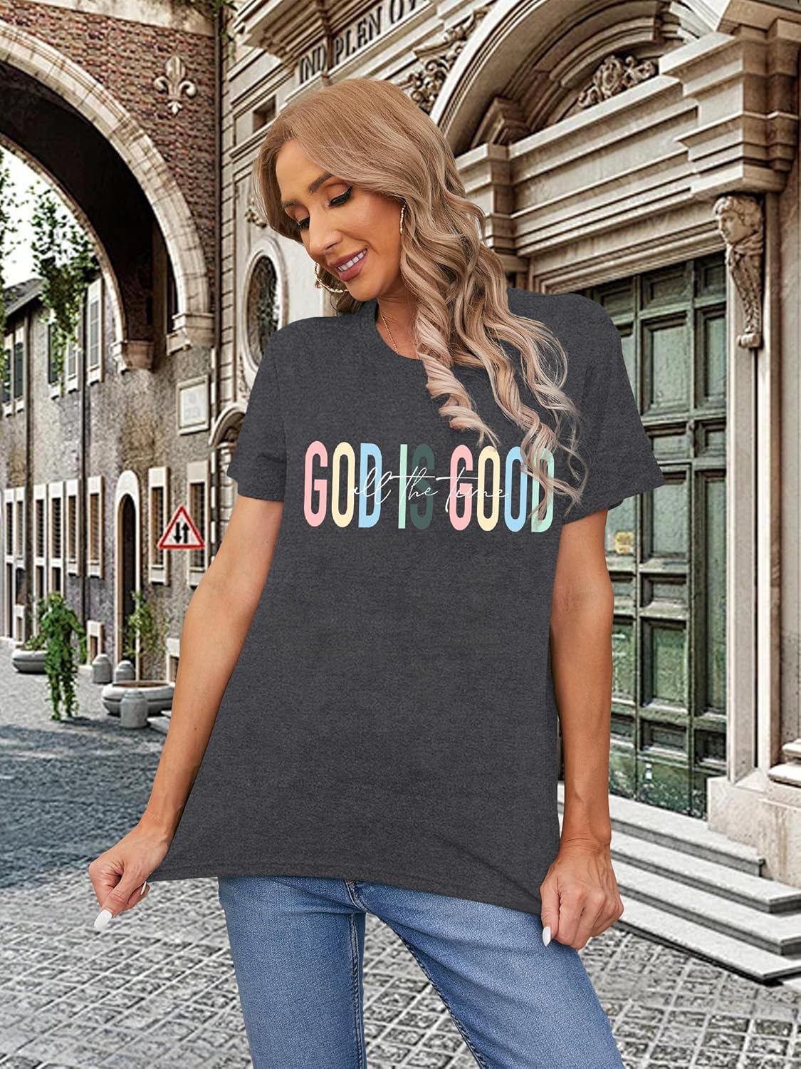 Christian Shirts for Women Jesus T-Shirt: God is Good All The Time Tee Shirt - Image 3