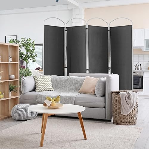 Miniatura 2 de Giantex Divisor de habitación plegable de 4 paneles de 6.2 pies, color gris, pantalla de privacidad de tela plegable independiente de 87 pulgadas de