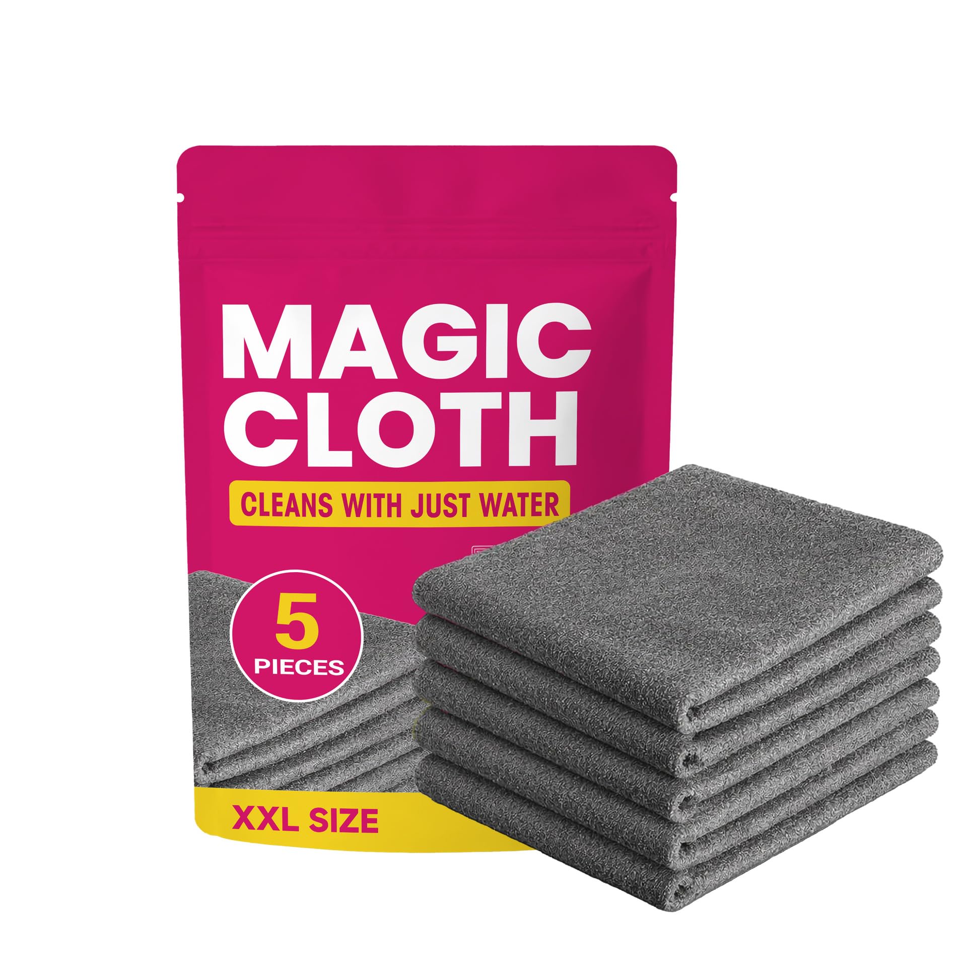 Generisch Magic Cleaning Cloth, 5er-Pack | Wiederverwendbare Mikrofaser-Reinigungstücher | Fusselfreie, wiederverwendbare Tücher für Glas, Küche, Auto und Bildschirme
