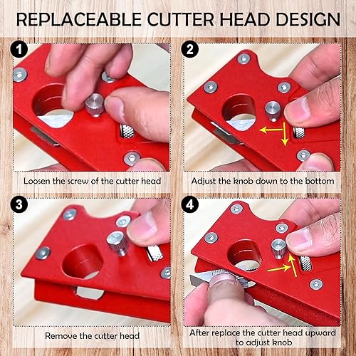 Miniatura 4 de Plano de chaflán de madera con 7 cabezales de corte, herramienta de aplanamiento de esquina de borde de carpintería con localizador auxiliar,