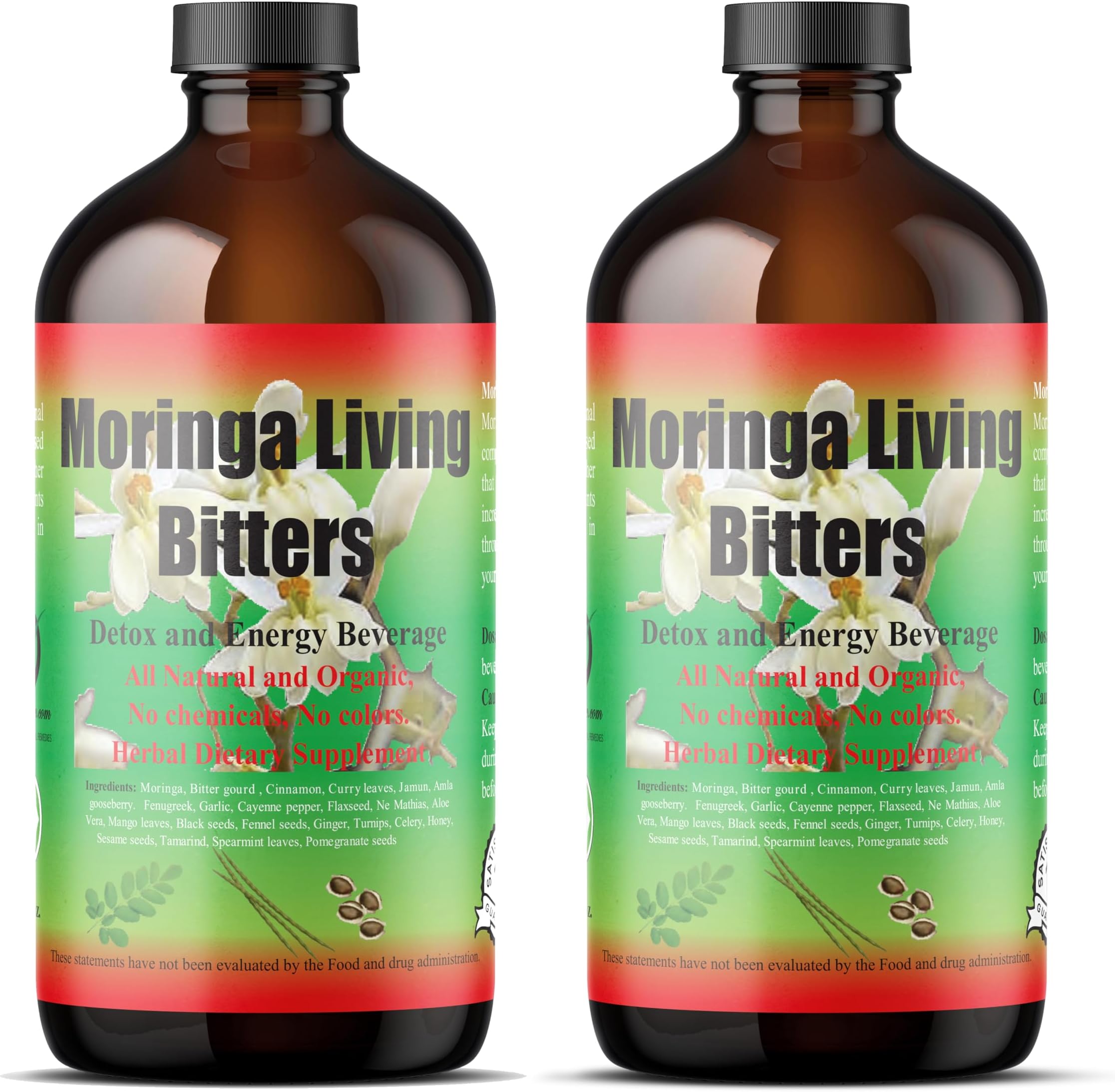 Moringa Living Bitters for overall Health and wellness | Pack of 2| 16oz
