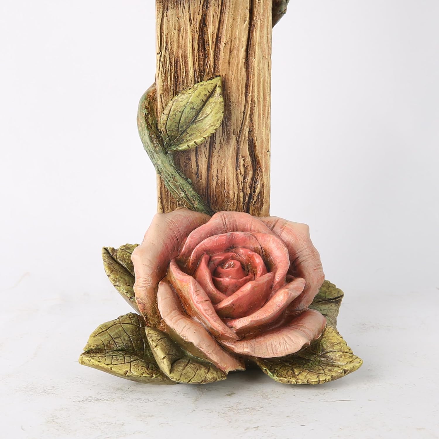 BC Home Decor 8.25" H Rose Standing Cross, Wood Carve Looking Rustic Décoration for Home, Spring Garden Gift Decor, Eater Gift, Handpainted by Buildclassic