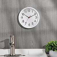 Vista 6 de AKCISOT Reloj de pared, moderno y pequeño, funciona con pilas, de 8 pulgadas, silencioso, analógico, clásico, para oficina, hogar, baño, cocina