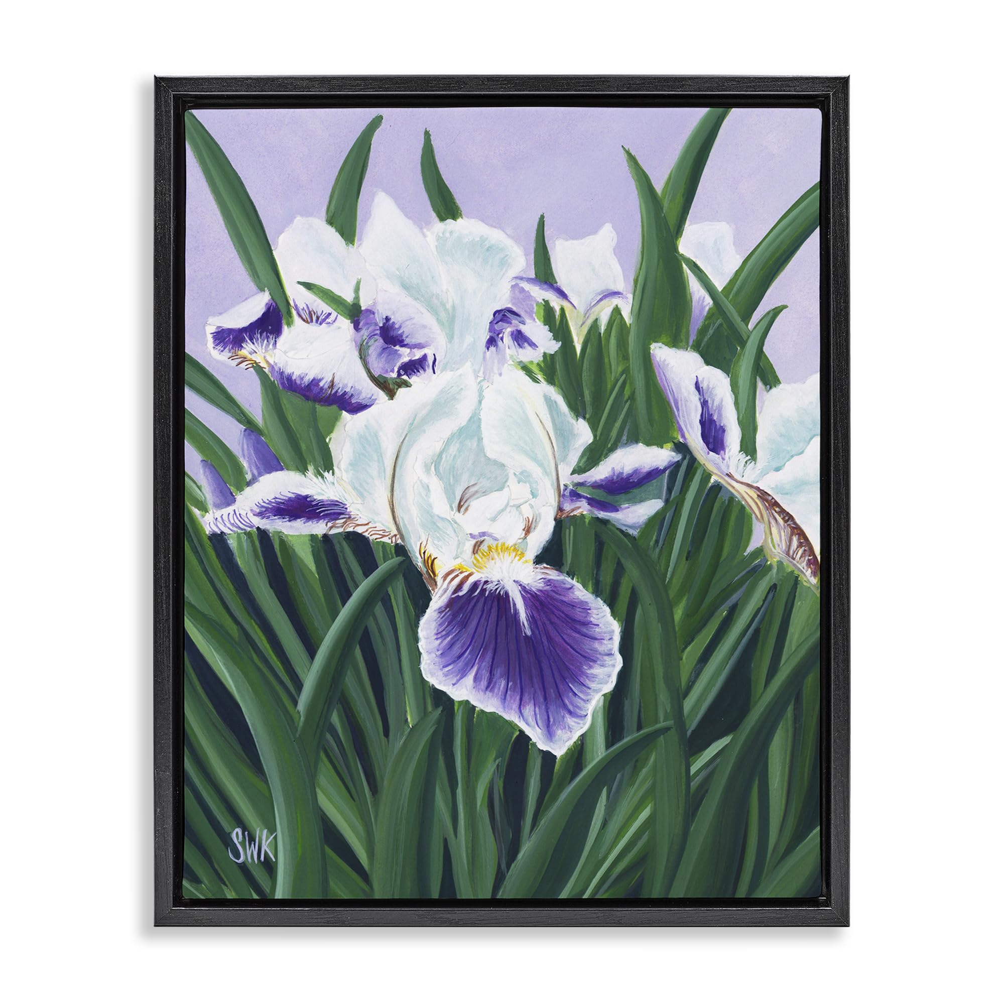 'Purple & White Irises'| Floating Frame Canvas Art