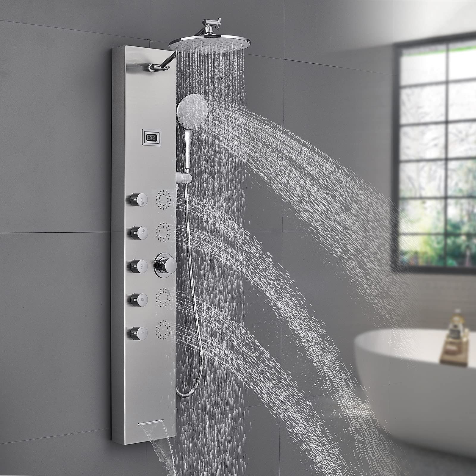 Buy ROVATE Rainfall Shower Tower Panel System, Shower Tower with