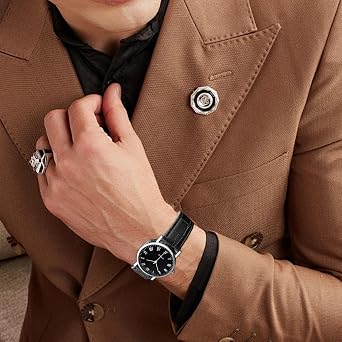 Mens Watches | Classic Mens Watches | Luxury Watches for Men | Watches for Men | Watches for Men | Analog Watches for Men | Leather Strap Watches | Mens Chronograph Watches Men Watches, black face,