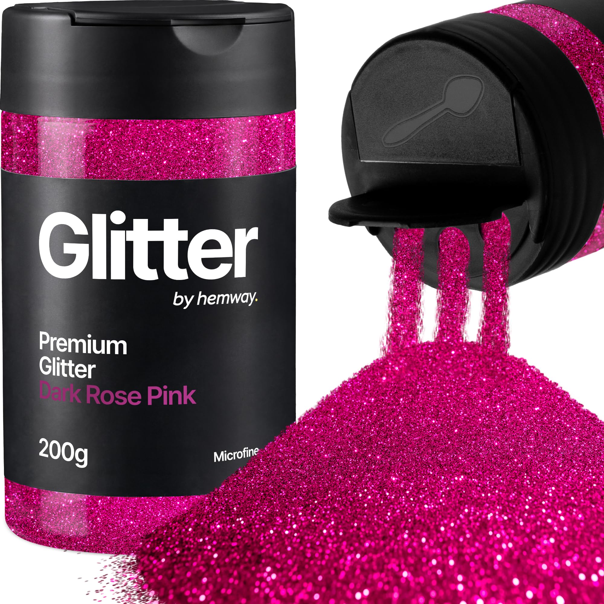 Hemway Dark Rose Pink Glitter Shaker, 200g Microfine Glitter for Crafts Metallic Flake Sequins for Resin & Epoxy Crafts for Decorating, Halloween, Christmas, Nail, Face, Art