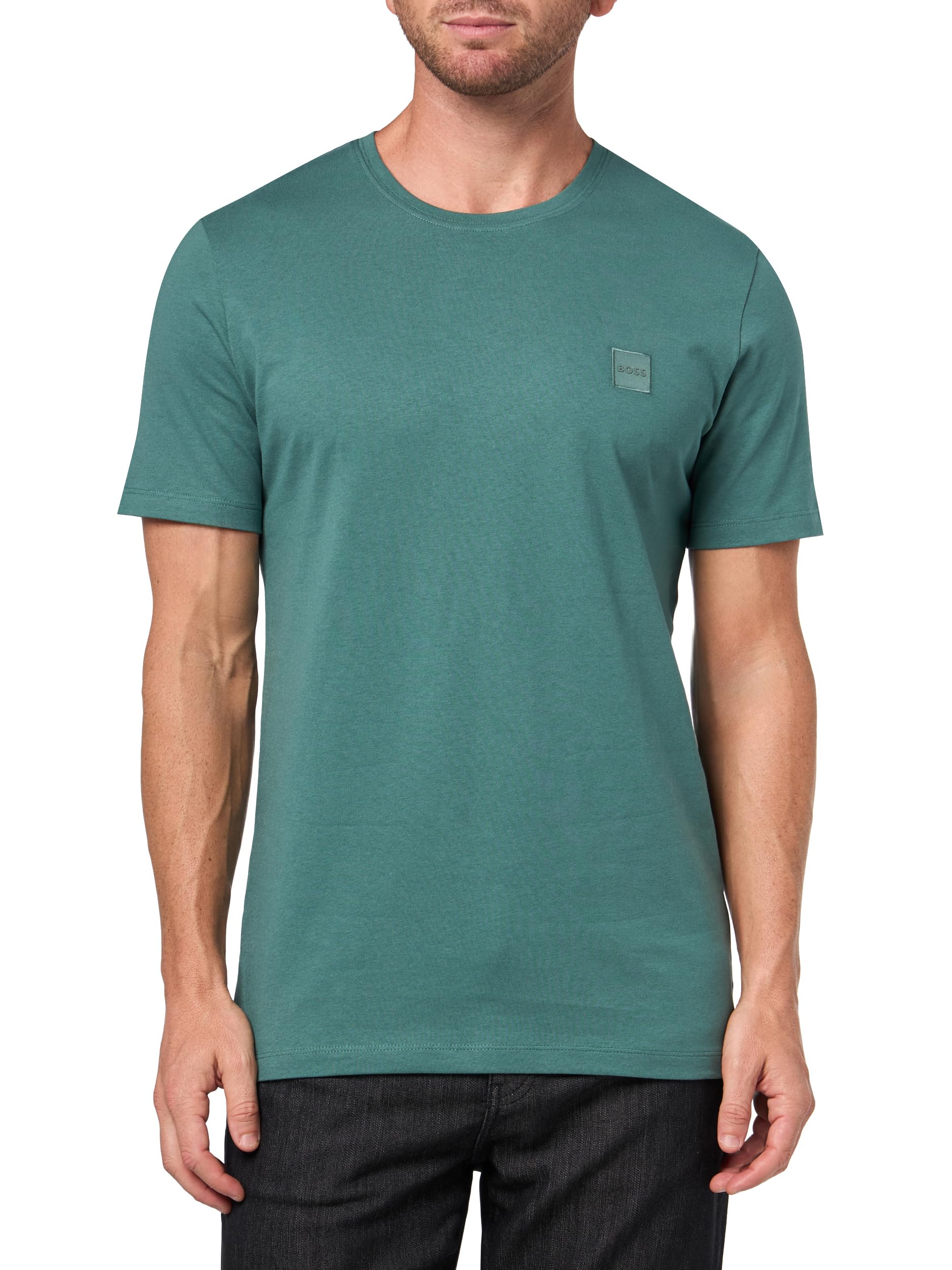 

                                                    BOSS, Tonal Woven Patch Logo Jersey T-Shirt, Silve