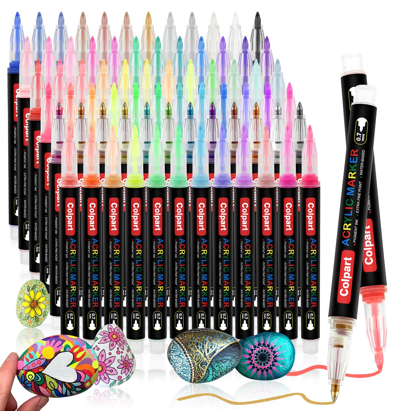 72Colors Acrylic Paint Markers - Acrylic Paint Pens 0.7mm Extra Fine Tip Paint Pens Paint Markers for Rock Painting,Wood, Canvas, Stone,Glass, Ceramic Surfaces, DIY Crafts Making Art Supplies…