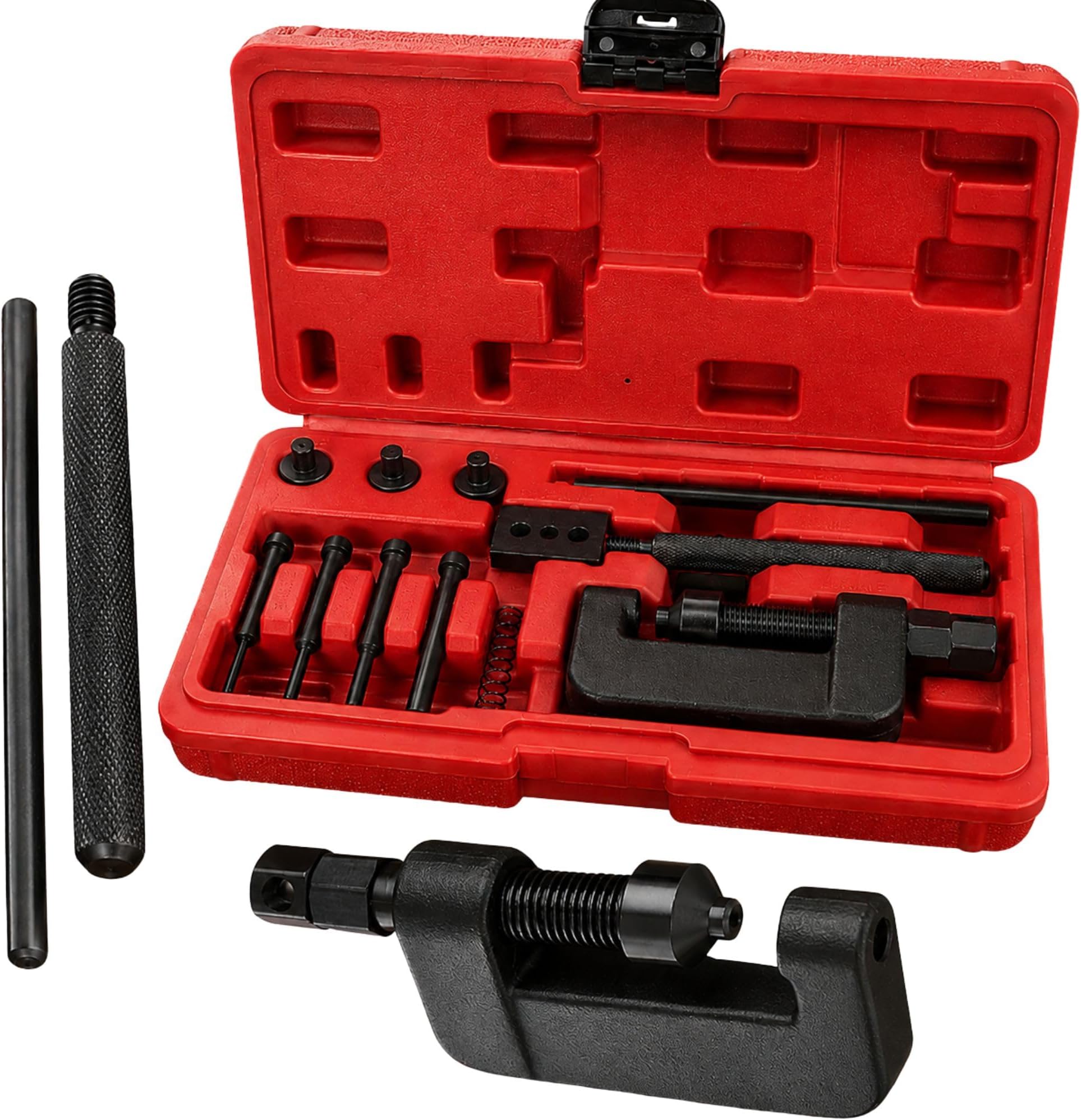 ABN Chain Breaker Tool Kit with Storage Case - 13 Piece Rivet and Roller Chain Link Removal Tool for 35 to 630 Motorcycle, Bike, ATV Chains