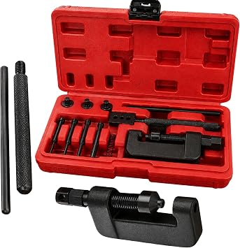 ABN Chain Breaker Tool Kit with Storage Case - 13 Piece Rivet and Roller Chain Link Removal Tool for 35 to 630 Motorcycle, Bike, ATV Chains