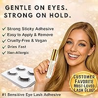 Vista 7 de Pegamento de pestañas transparente 2 en 1 con biotina, seguro para ojos sensibles; pegamento de pestañas con brocha fuerte de fijación en racimo