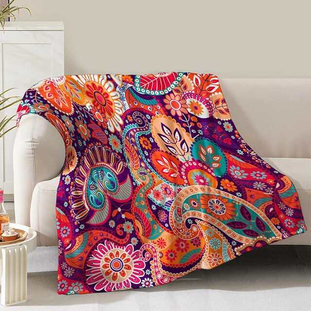 Boho Floral Blanket Gifts for Women Girls Mom Wife Mother's Day Christma...