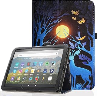 Pudiceva Amazon Kindle Fire HD 8 Tablet Case& 8 Plus Tablet Case(12th/10th Generation,2022/2020 Release),Slim Folio Stand Premium PU Leather Stand Protective Cover with Auto Wake/Sleep,Deer01