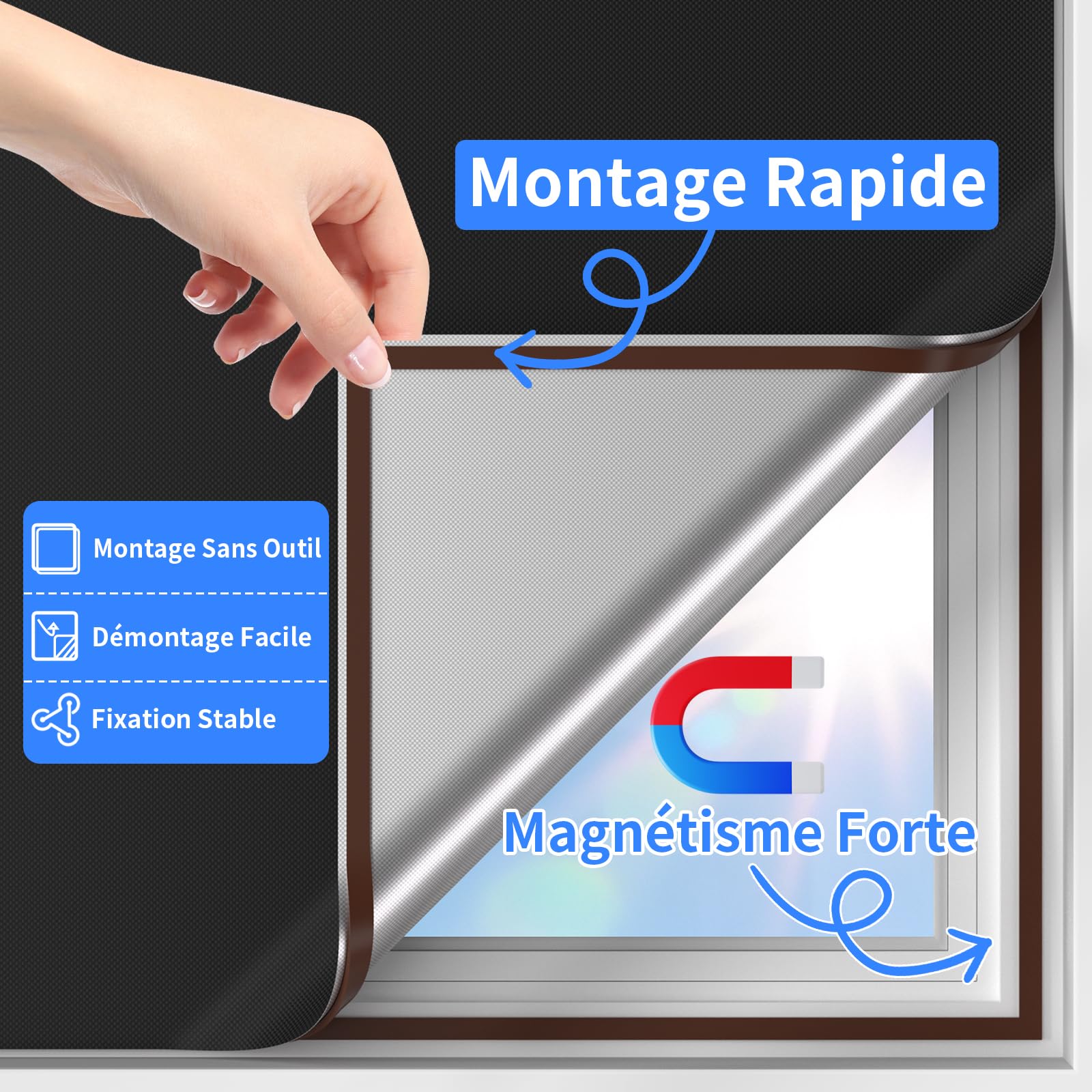 BKSAI Magnétique Store Occultant Fenetre sans Perçage Rideau Occultant