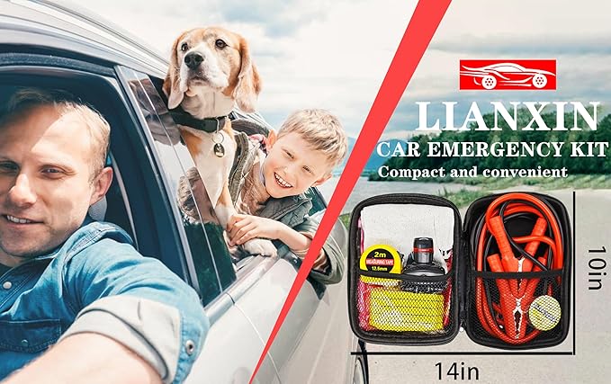 Kit de Seguridad Vial LIANXIN, Jumper Cables, Linterna, Guantes, Impermeable miniatura 7