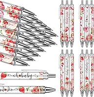 Vista 15 de Chuangdi 24 bolígrafos naranja para baby shower, bolígrafos retráctiles a granel, tinta negra con regalos para invitados, suministros escolares