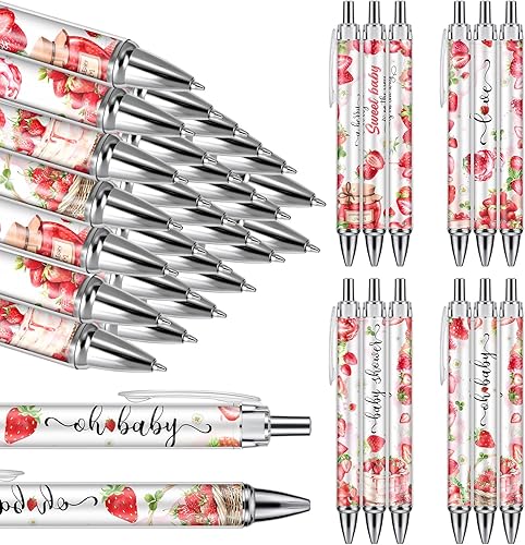 Vista 51 de Chuangdi 24 bolígrafos retráctiles a granel, con tinta negra, regalos para invitados, suministros escolares