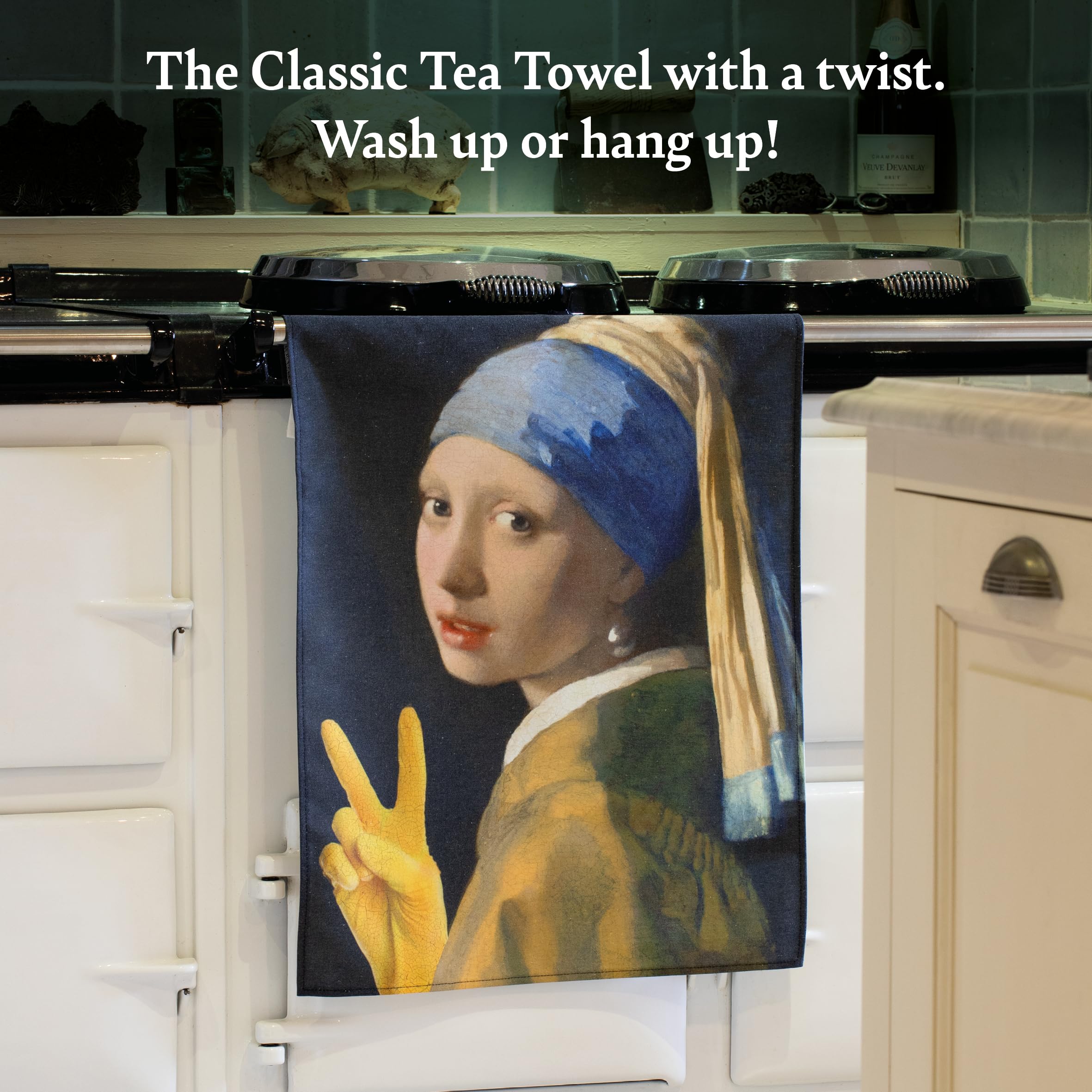 IF Dry Humour - Tea Towel - The Girl with a Yellow Glove, Pattern - Image 2