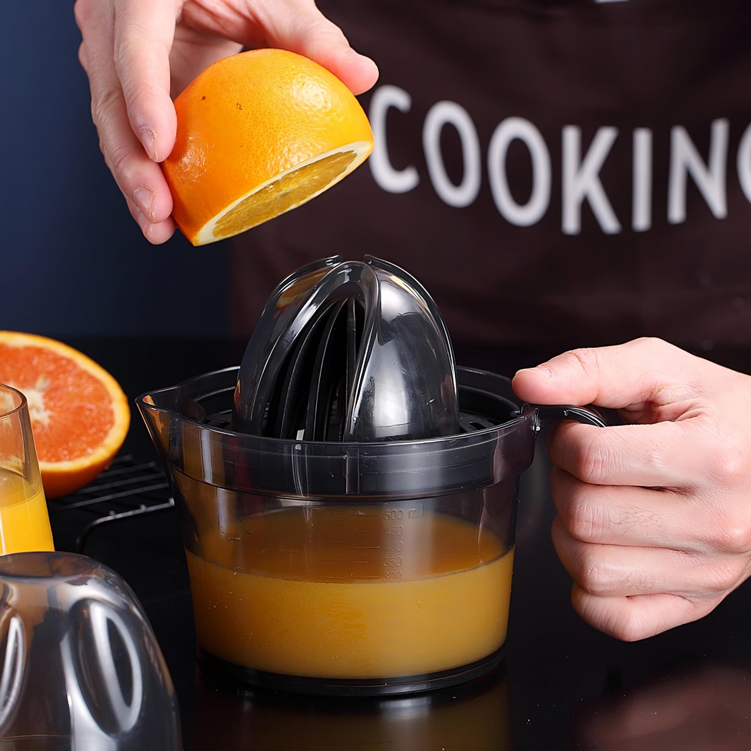 Retoo Zitruspresse Zitronenpresse 500ml, Manuell Orangenpresse Kunststoff, Dauerhaft mit Behälter Spülmaschinengeeignet Saftpresse mit Ausgießer Limettenpresse Frisch Gepresster ohne Kerne