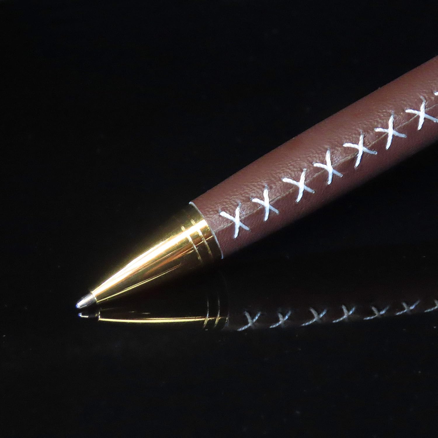 Sovereign-Gear Leather Wrapped Ballpoint Pen for Men and Women - Stylish Faux Leather and Gold Smooth Flowing Non Smudge Ink and Light To Hold - Lovely Presentation Box - Image 2